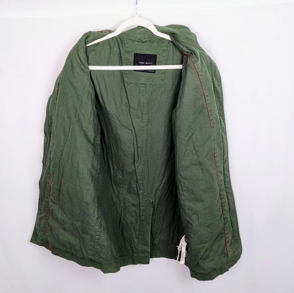 Zara Contrast Sleeve Oversized Cargo Military Coat Jacket Parka Cotton Wool M - Picture 5 of 12